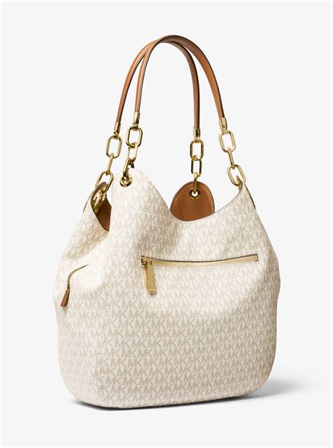 michael michael kors lillie signature large chain shoulder tote|Lillie Large Signature Logo Shoulder Bag .